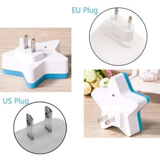 LED Star Night Light Plug-In Bedroom Lamp
