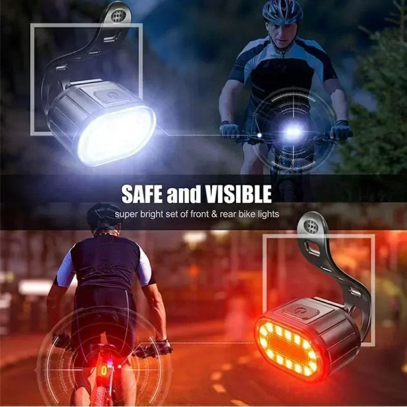 USB Rechargeable Waterproof Bike Light Set