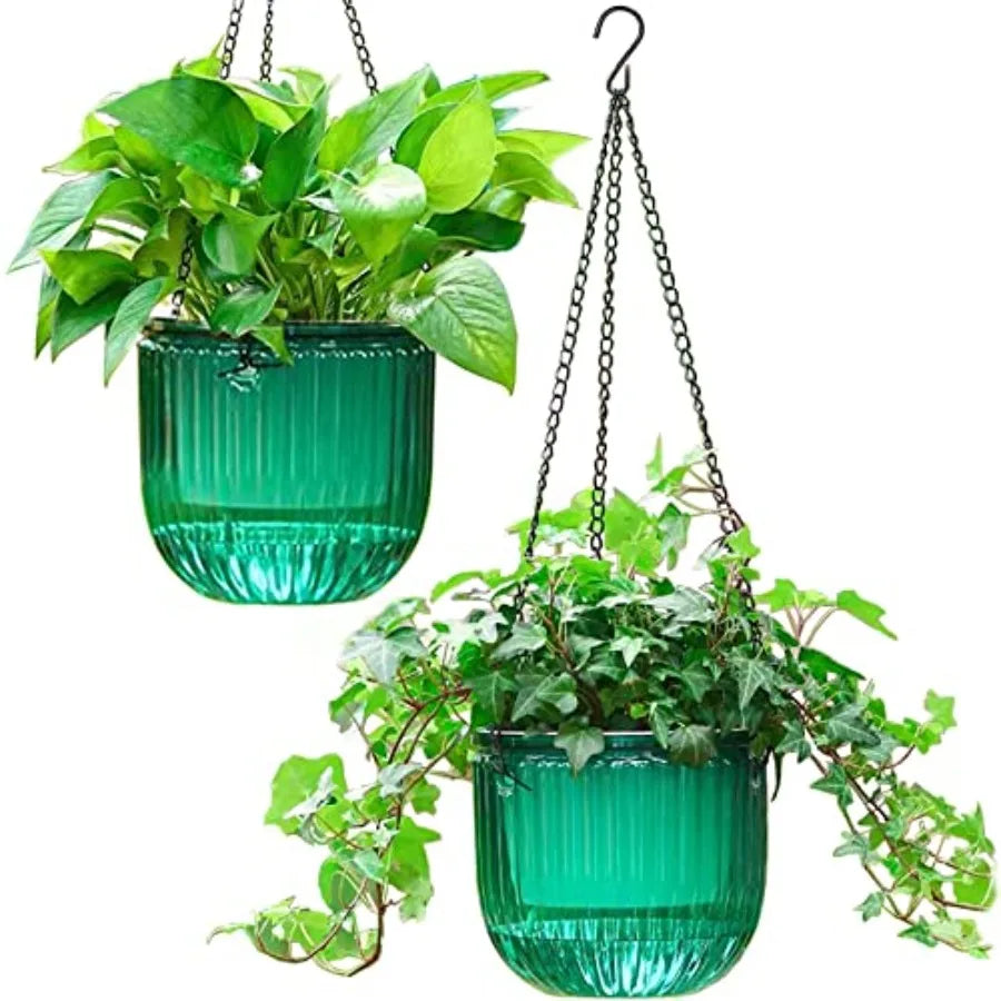 2-Pack Self-Watering Hanging Planters with Hooks