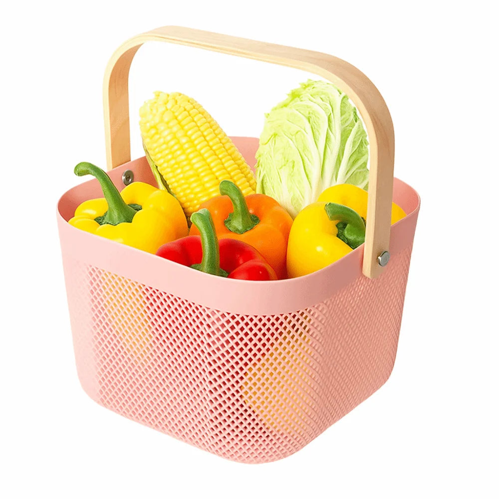 Large Capacity Plastic Storage Basket with Handle