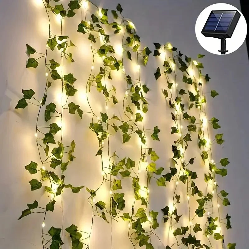 Solar-Powered Ivy Leaf Fairy Lights