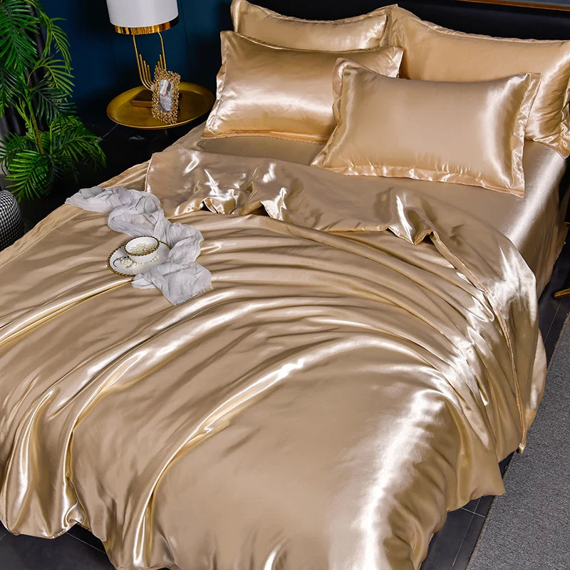 Double-Sided Silky Satin Duvet Cover Set