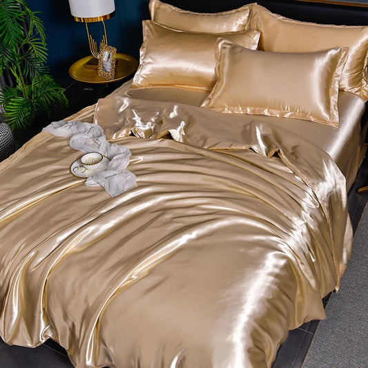 Double-Sided Silky Satin Duvet Cover Set