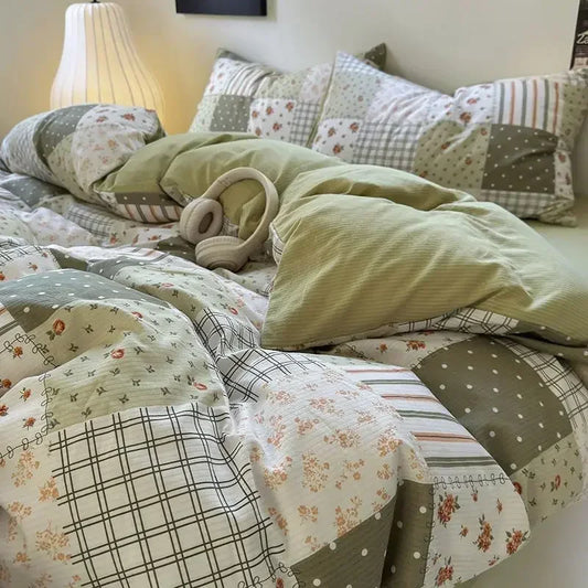 Floral Washed Duvet Cover Bedding Set
