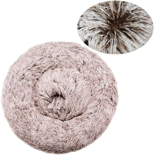 Round Plush Pet Bed for Dogs & Cats