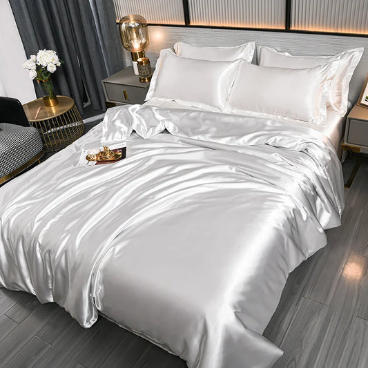 Double-Sided Silky Satin Duvet Cover Set