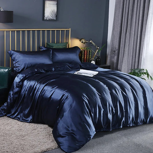 Soft Silky Duvet Cover Set with Zipper & Corner Ties