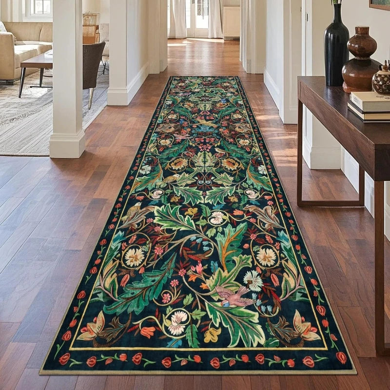 Floral Bird Runner Rug