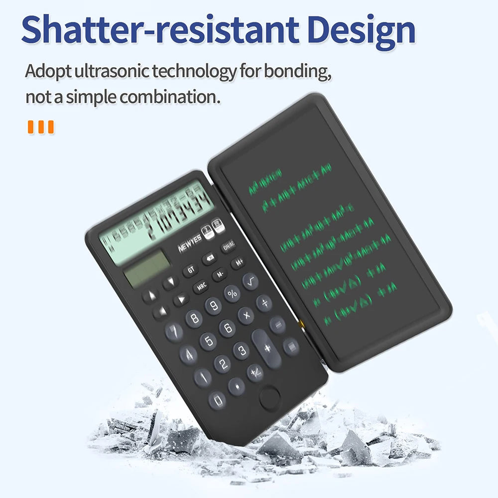 Portable Calculator with Notepad 12-Digit LCD Display Rechargeable Solar