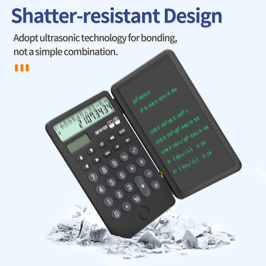 Portable Calculator with Notepad 12-Digit LCD Display Rechargeable Solar