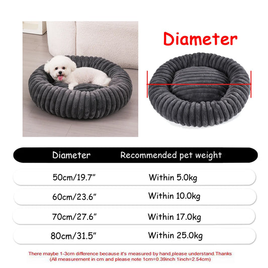 Round Plush Pet Bed for Dogs & Cats