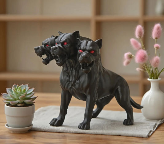 Gothic Three-Headed Dog Statue Halloween Decor
