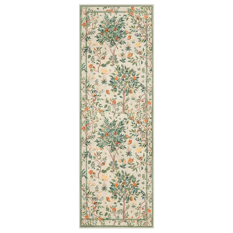 Green Floral Corridor Runner Rug