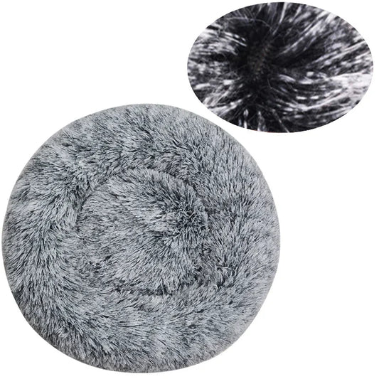 Round Plush Pet Bed for Dogs & Cats