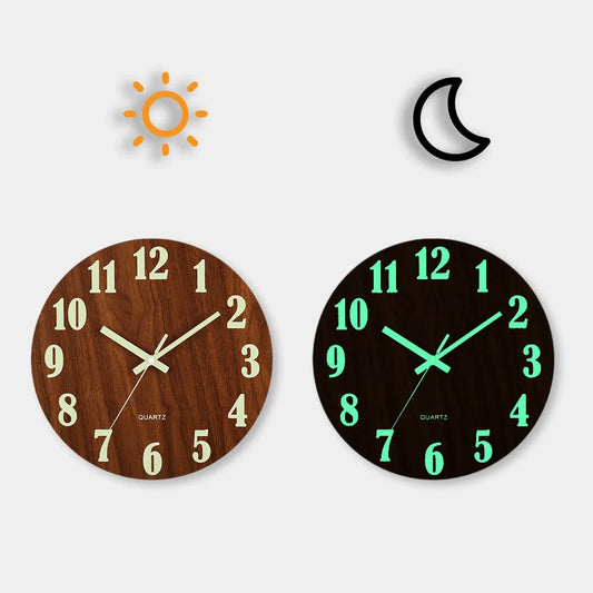 Luminous Silent Wooden Wall Clock