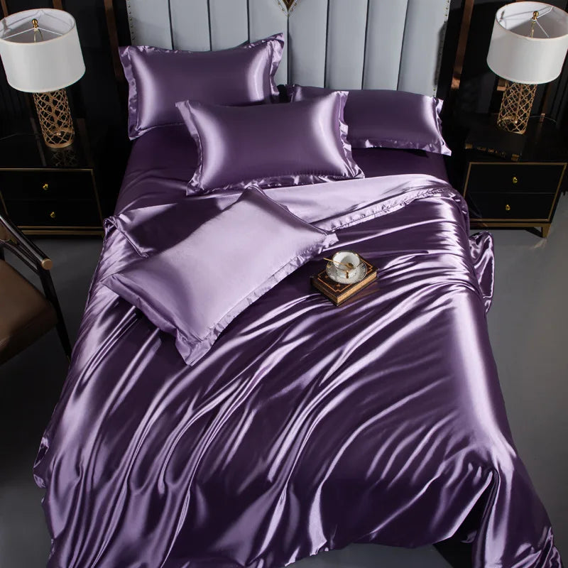 Double-Sided Silky Satin Duvet Cover Set