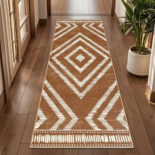 Vintage Green & Brown Runner Rug