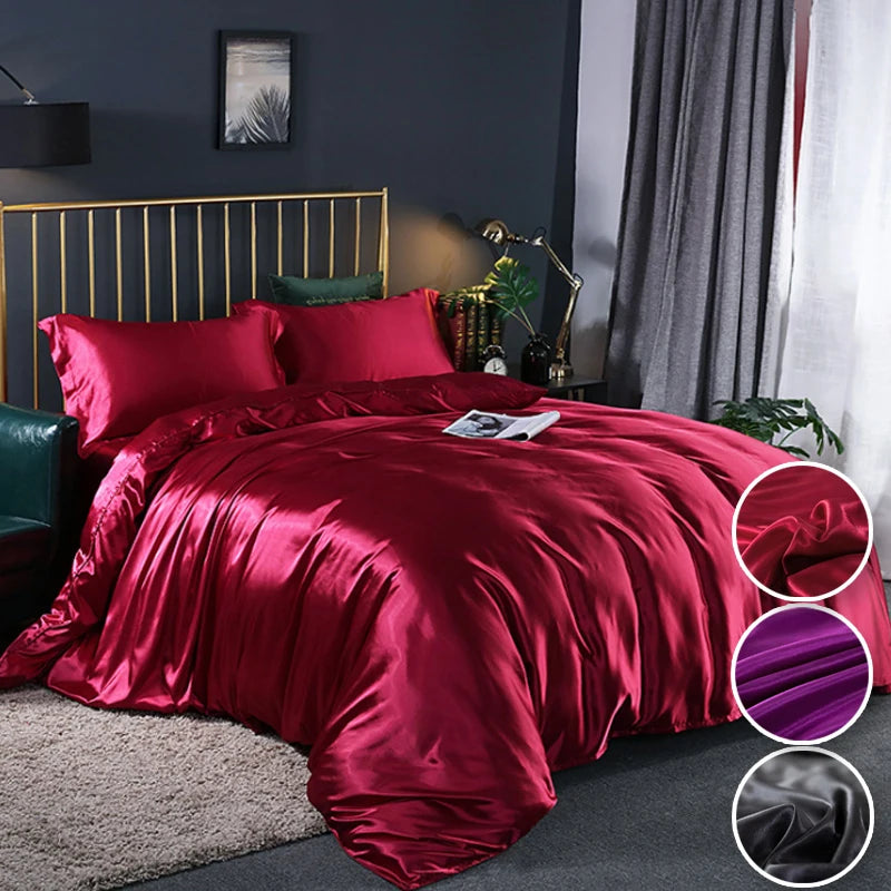 Soft Silky Duvet Cover Set with Zipper & Corner Ties