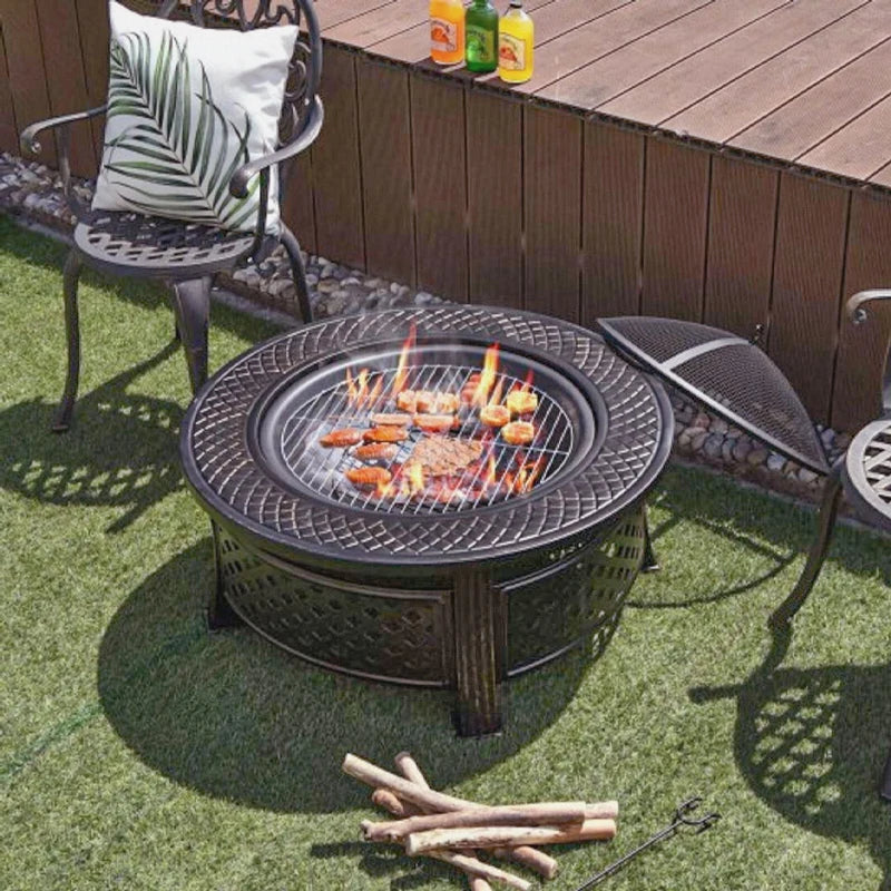 32-Inch Wood Burning Fire Pit with BBQ Grill