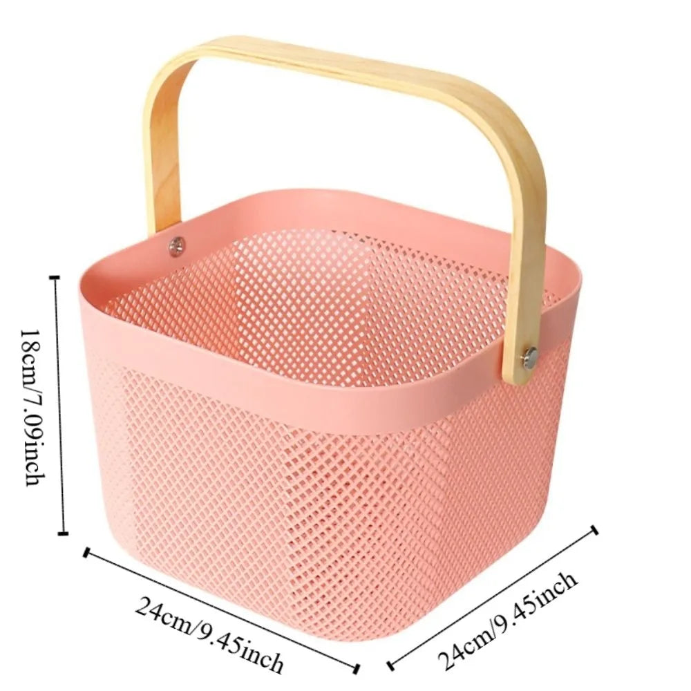 Large Capacity Plastic Storage Basket with Handle