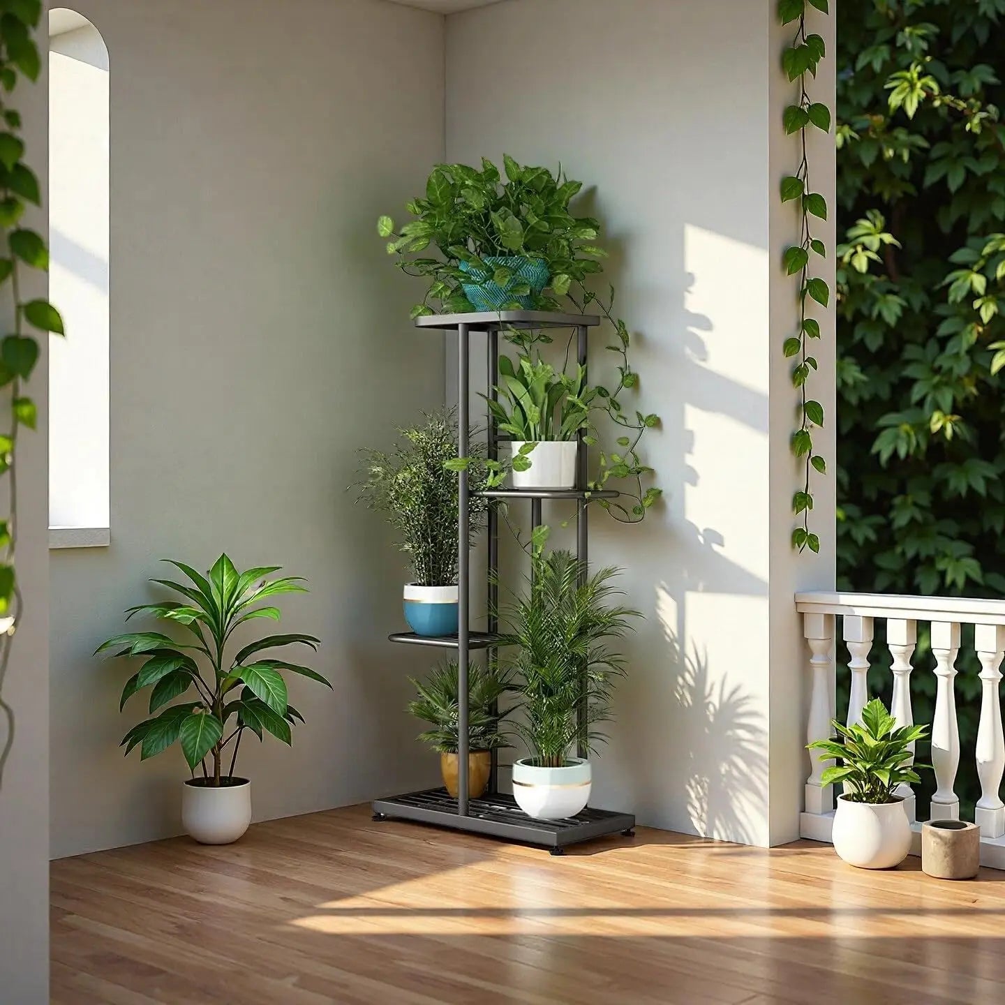 4-Tier Indoor & Outdoor Metal Plant Stand