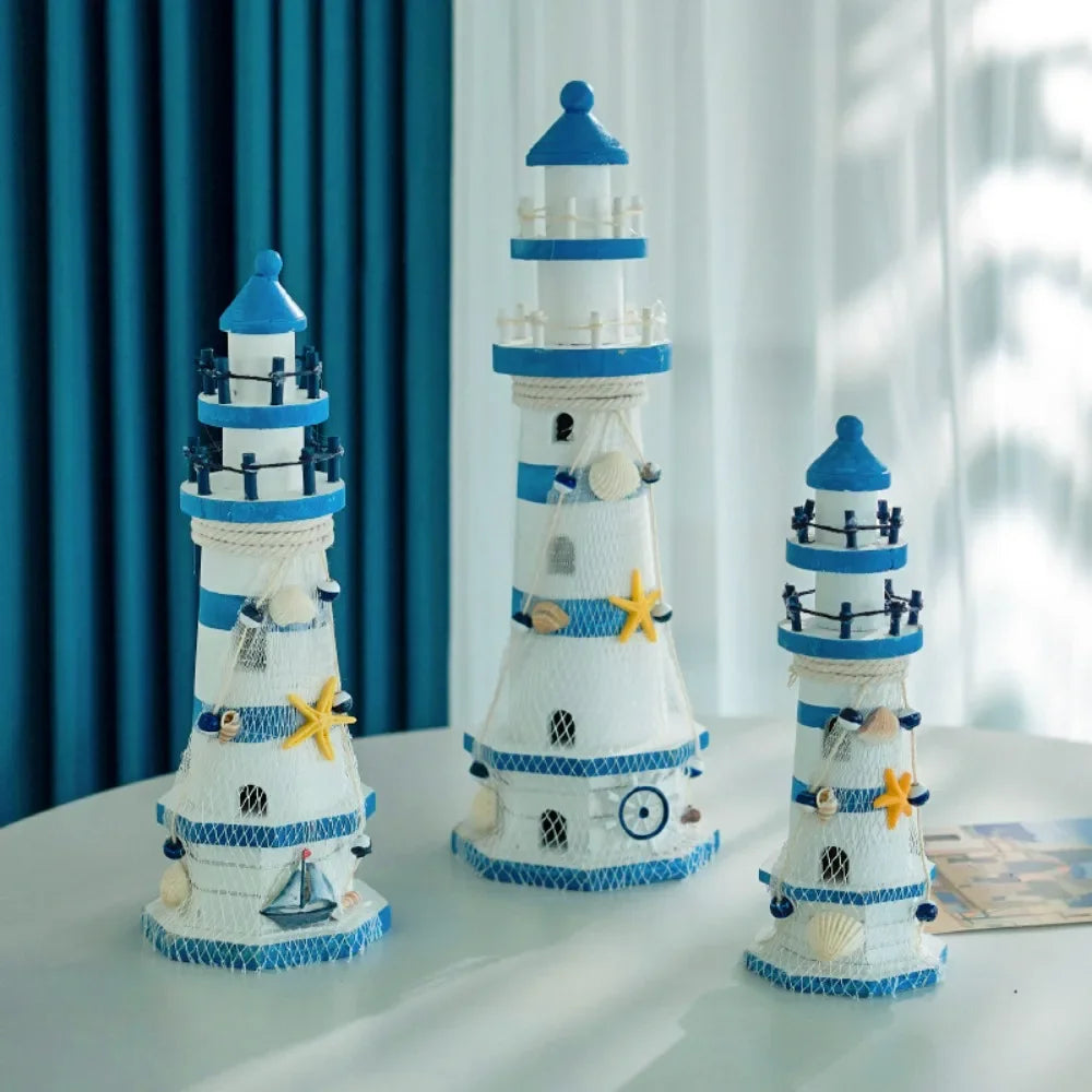 Mediterranean Wooden Lighthouse Decor