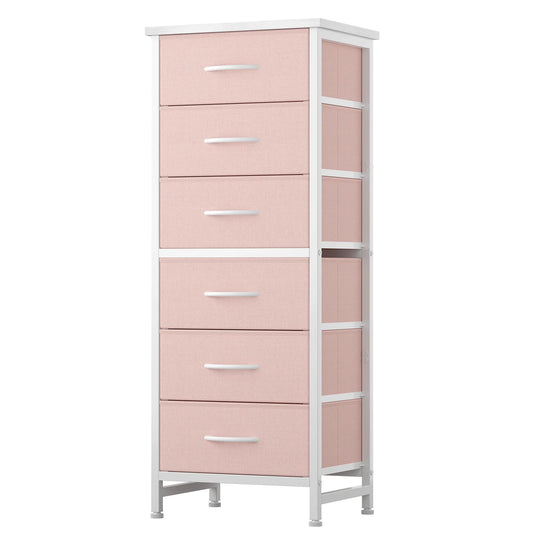 6-Drawer Fabric Dresser with Wood Top