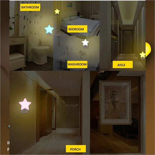 LED Star Night Light Plug-In Bedroom Lamp