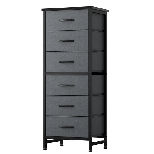 6-Drawer Fabric Dresser with Wood Top