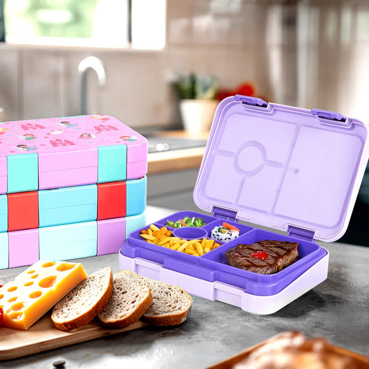 Kids Bento Lunch Box – Microwave Safe Leak-Proof Food Container for School, Travel & Snacks