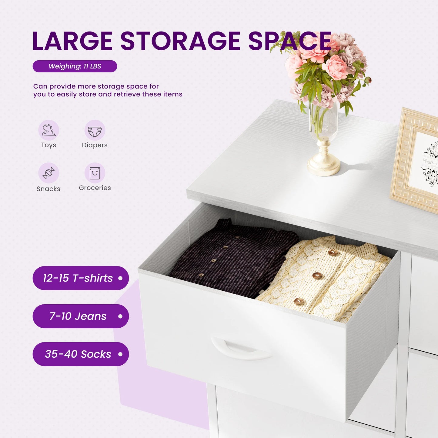 8-Drawer Fabric Dresser Storage Cabinet