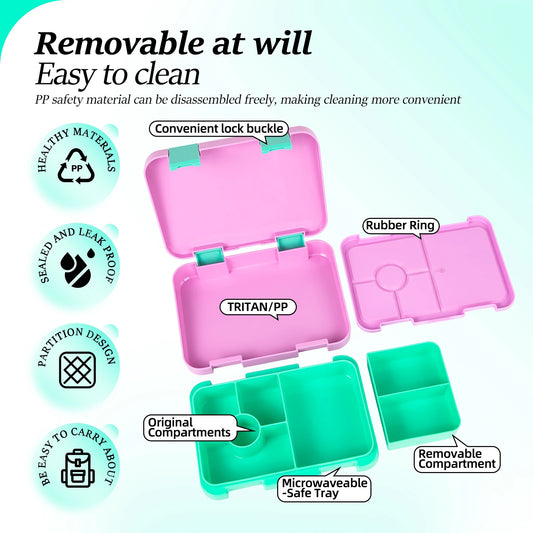Kids Bento Lunch Box – Microwave Safe Leak-Proof Food Container for School, Travel & Snacks