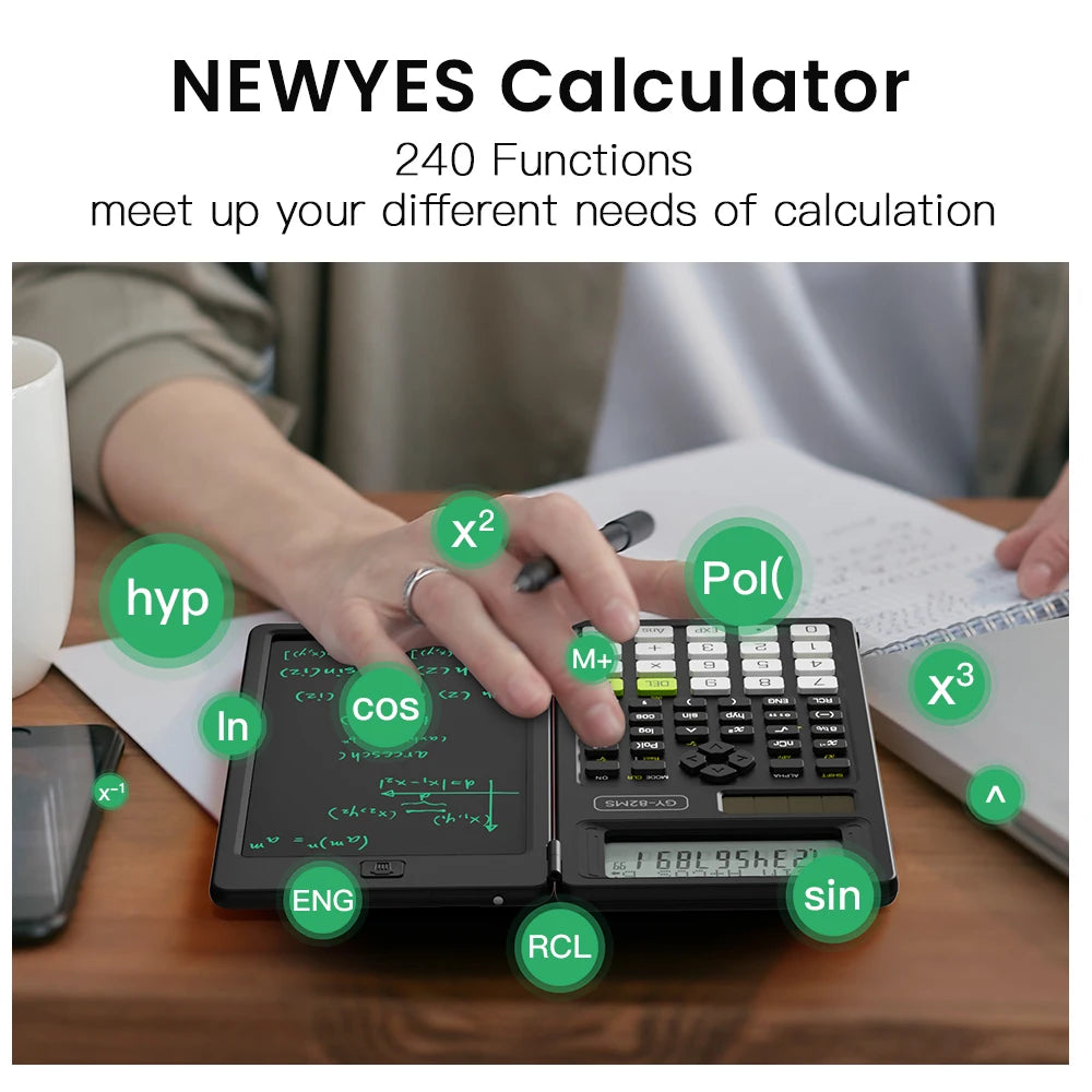 Scientific Calculator with Writing Tablet Foldable