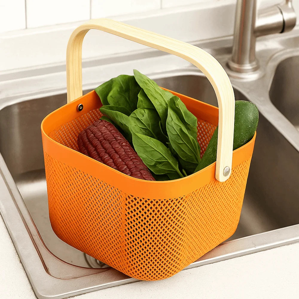 Large Capacity Plastic Storage Basket with Handle