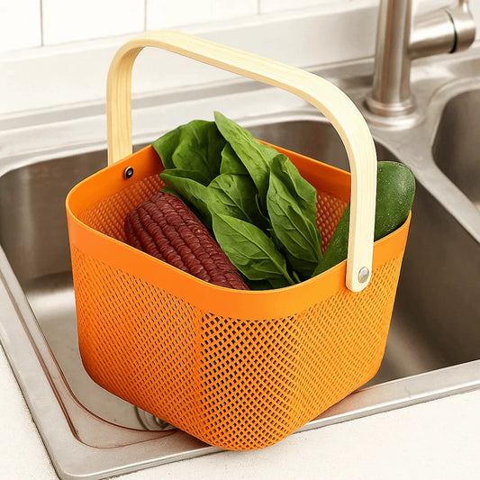 Large Capacity Plastic Storage Basket with Handle
