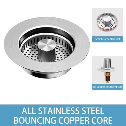 3-in-1 Pop-Up Kitchen Sink Drain Strainer & Stopper