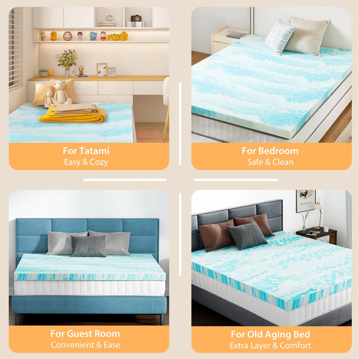 Gel Memory Foam King Mattress Topper