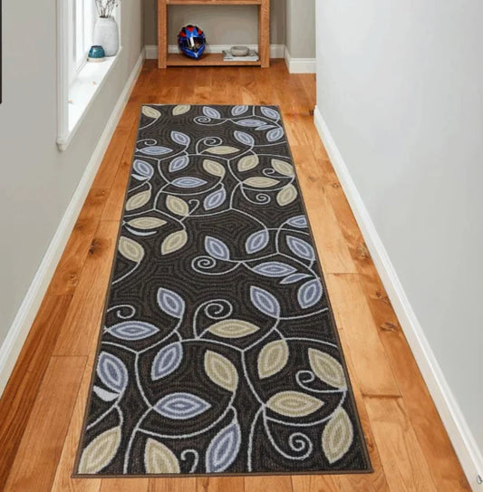 Minimalist Leaf Pattern Runner Rug