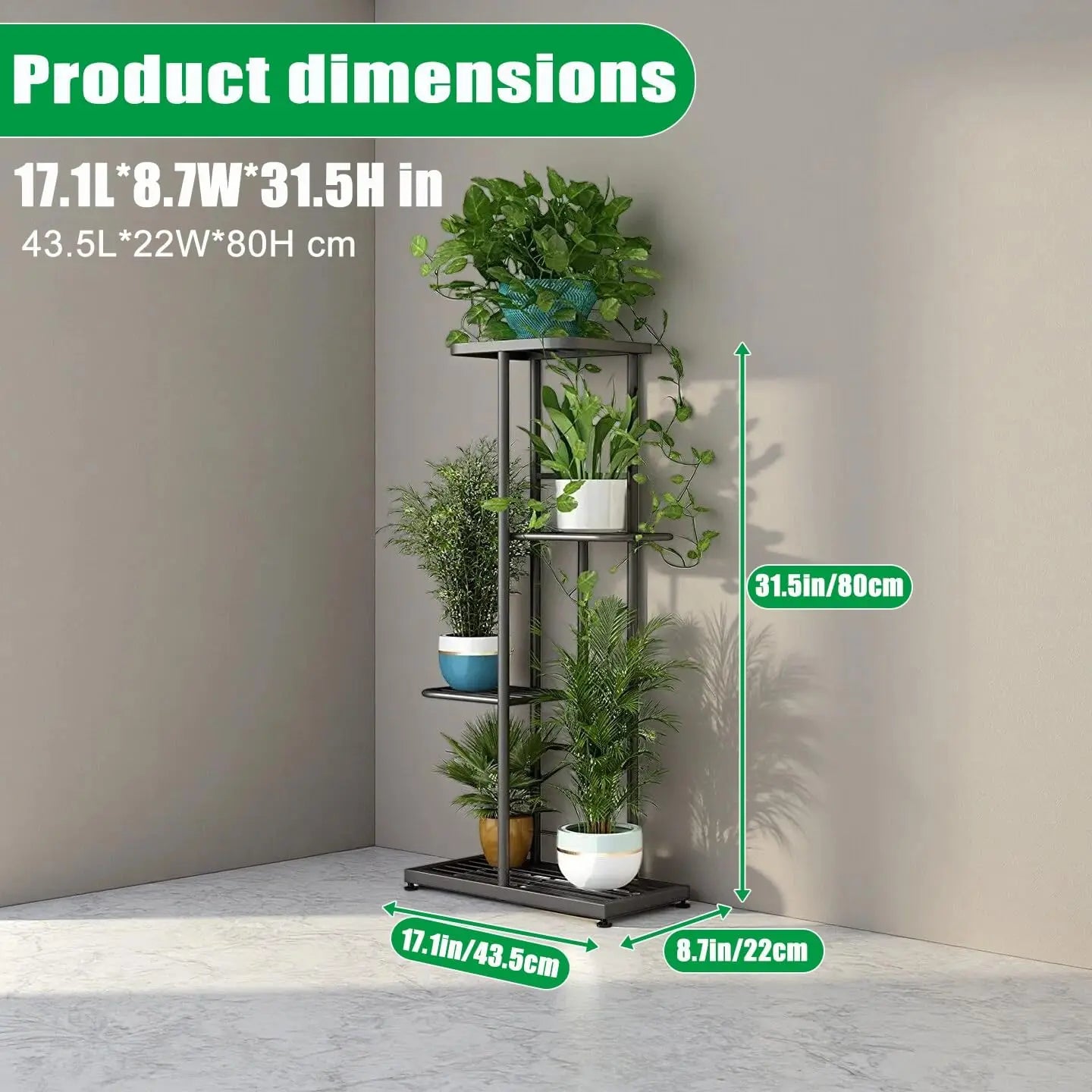 4-Tier Indoor & Outdoor Metal Plant Stand