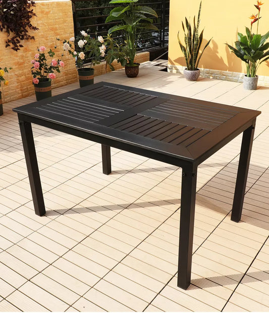 120cm Outdoor Dining Table with Wood-Plastic Top