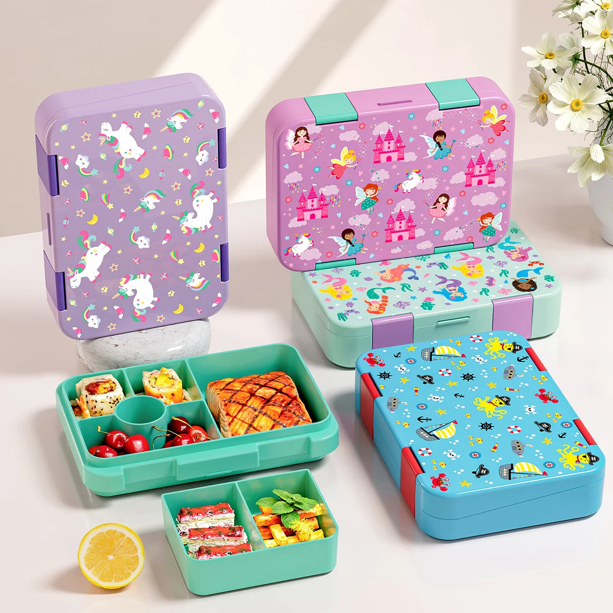 Kids Bento Lunch Box – Microwave Safe Leak-Proof Food Container for School, Travel & Snacks
