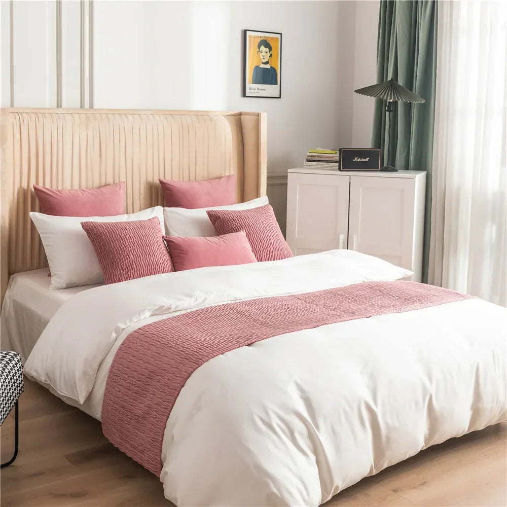 Luxury Velvet Geometric Bed Runner