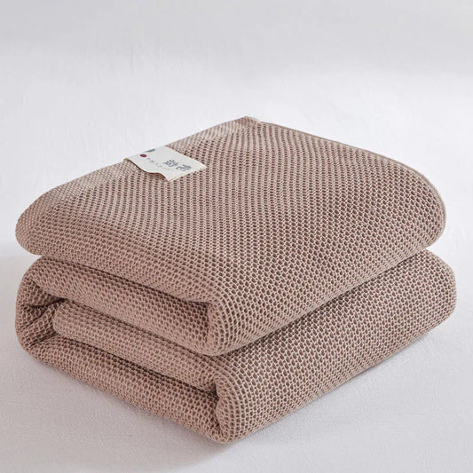 Waffle Plaid Cotton Blend Blanket
