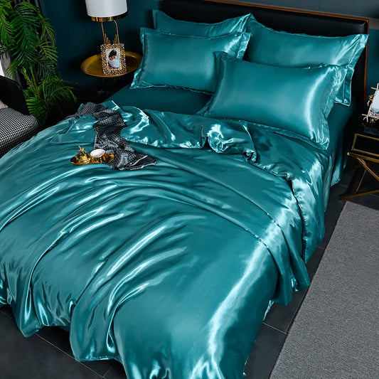 Double-Sided Silky Satin Duvet Cover Set