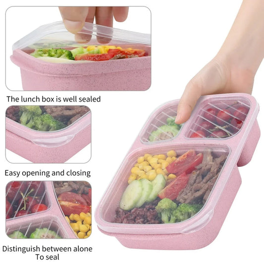 3 Compartment Food Storage Container for Meal Prep & School Lunches