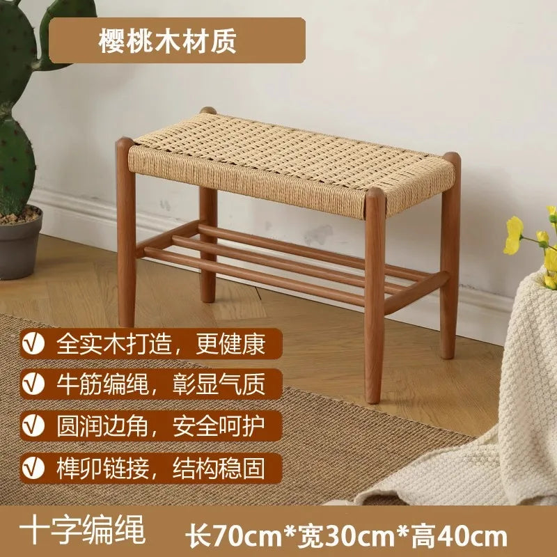 Solid Wood Shoe Bench