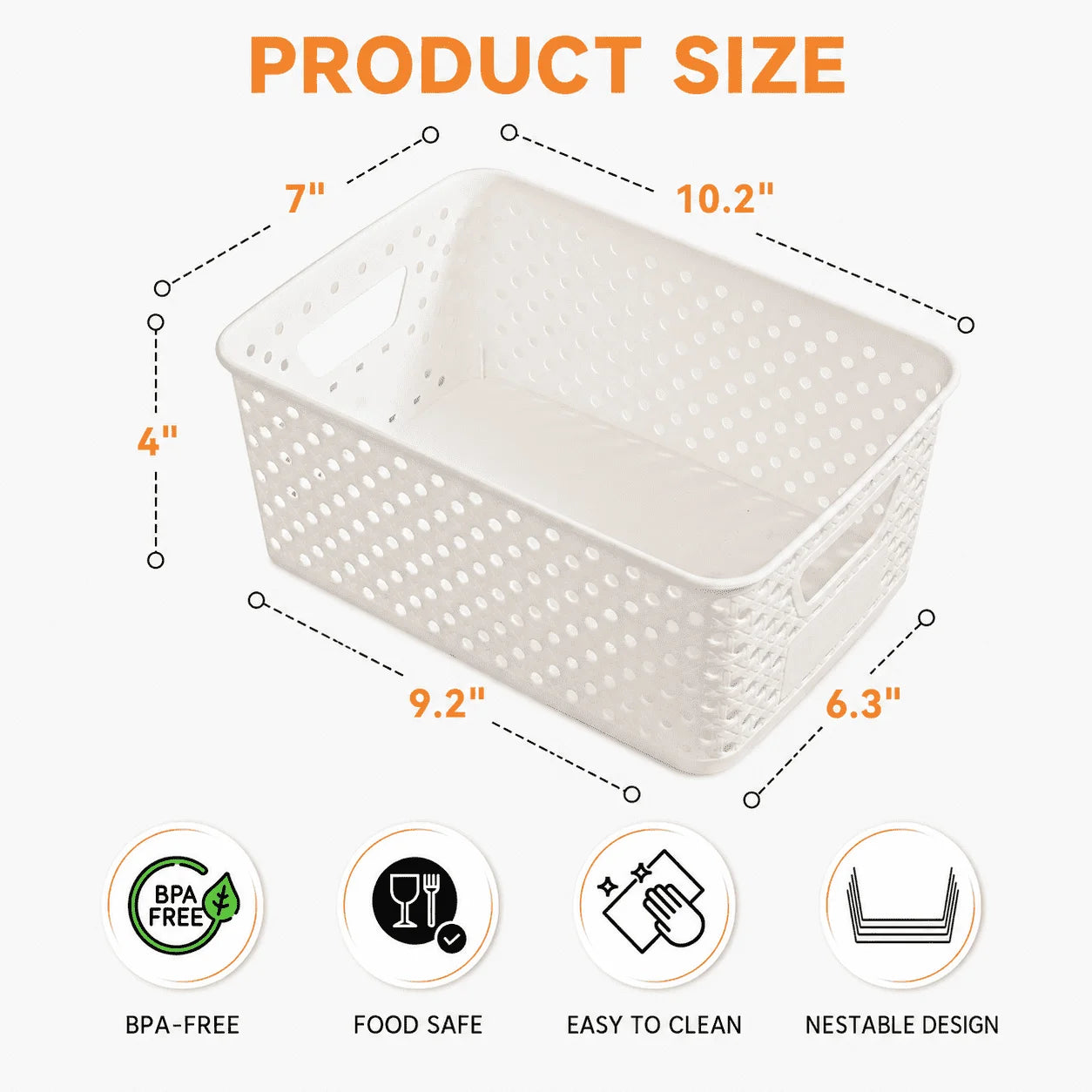 Plastic Storage Basket with Handles
