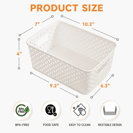 Plastic Storage Basket with Handles