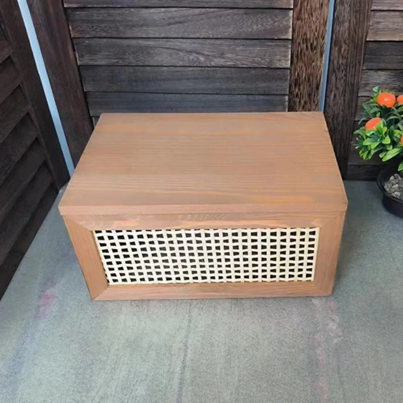 Wooden Woven Storage Basket with Lid