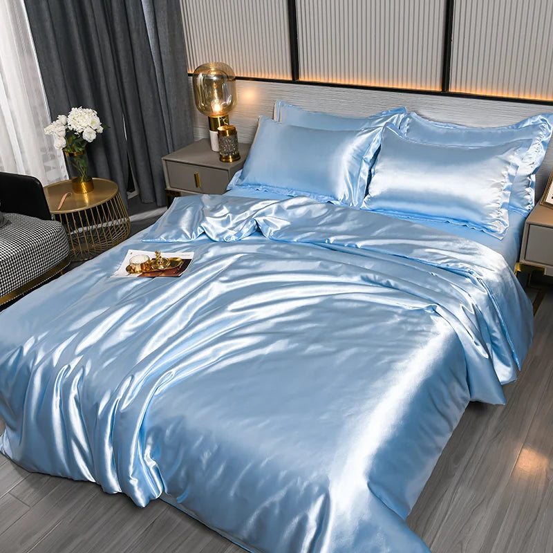 Double-Sided Silky Satin Duvet Cover Set